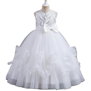 Vestido de Niña <span class=keywords><strong>2022</strong></span> Nuevo con Encaje de Flores Largo 4-14 Años para Cumpleaños, Comunión, Fiesta, Boda - Product Image 1