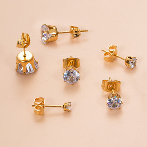 Classic Design Stainless Steel Zircon <b>Stud</b> <b>Earrings</b> | Waterproof, Hypoallergenic, Non-Fading | Multiple Size Options Available - Product Image 5