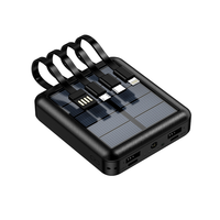 Banque d'alimentation solaire modèle neuf d'usine 10000 mAh, chargeurs portables 10000 mAh avec 4 câbles intégrés