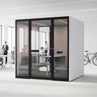 Cabine de bureau acoustique moderne pour six personnes Comine, insonorisée, avec éclairage LED, pour salon et sous-sol
