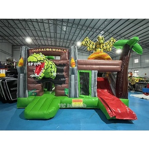 Château gonflable dinosaure avec toboggan, thème Jurassic, pour enfants, vente en gros, châteaux gonflables pour location commerciale - Product Image 1