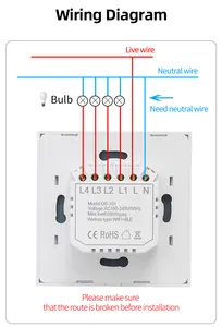 Tuya WIFI 3 Gang Tuya akıllı anahtar işık Alexa ses kontrolü dokunmatik cam duvar kablosuz elektrik anahtarı