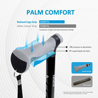 Canne de marche pliable à quatre pieds en aluminium Rehand Medical, réglable, pour personnes âgées, légère (0,8 kg), pour hôpital et usage extérieur