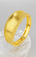 Bracelet Z H tendance, grande taille, édition grossière, plaqué or 24 carats de haute qualité, motif martelé lisse rétro