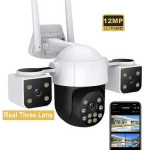 Thực 3 ống kính ngoài trời không dây <span class=keywords><strong>IP</strong></span> <span class=keywords><strong>Camera</strong></span> V380 Pro 12MP 6K UHD thông minh 360 PTZ WIFI ba ống kính surveil Home an ninh CCTV <span class=keywords><strong>Camera</strong></span> - Product Image 1