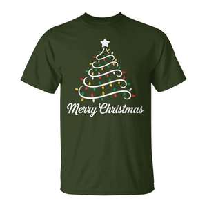 Camiseta con estampado de árbol de Navidad y luces enredadas para hombres y mujeres, camisa navideña a juego para la familia - Product Image 1