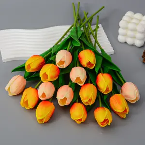 Wholesale Wedding Decorative Tulip Artificial Flowers Bouquet Real Touch Pu White Artificial Latex Tulips Flower