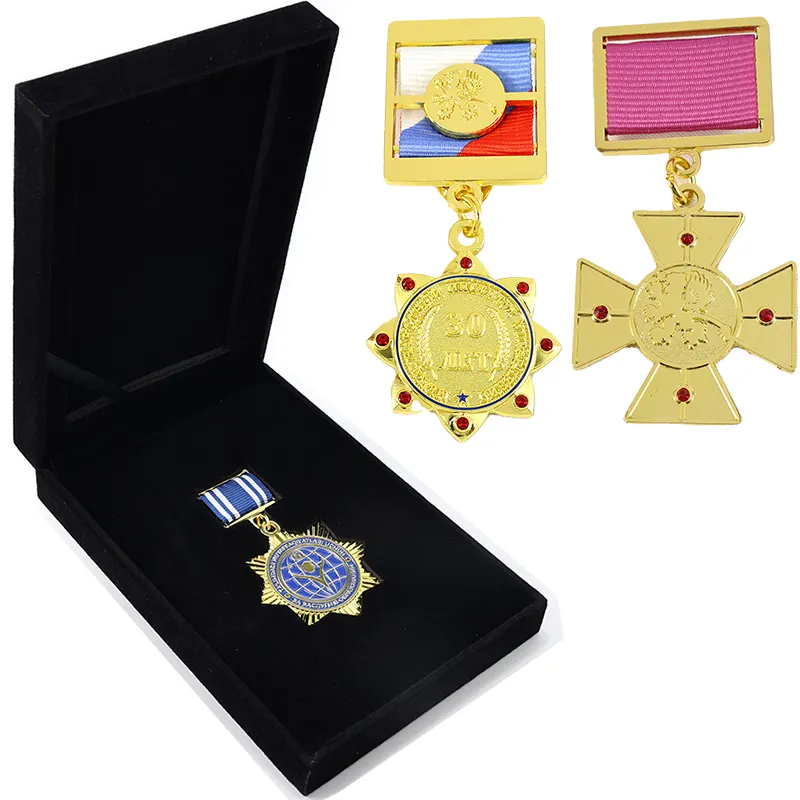 Manufacturer Custom Medalla Medallion Metal Medal 3D Activity Medal Of Honor with Ribbon Bar Velvet Box