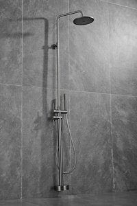 Ensemble de robinetterie de salle de <span class=keywords><strong>bain</strong></span> en métal, mural et sur pied, avec mitigeur monocommande pour lavabo et baignoire, et pommeau de <span class=keywords><strong>douche</strong></span> effet pluie - Product Image 2