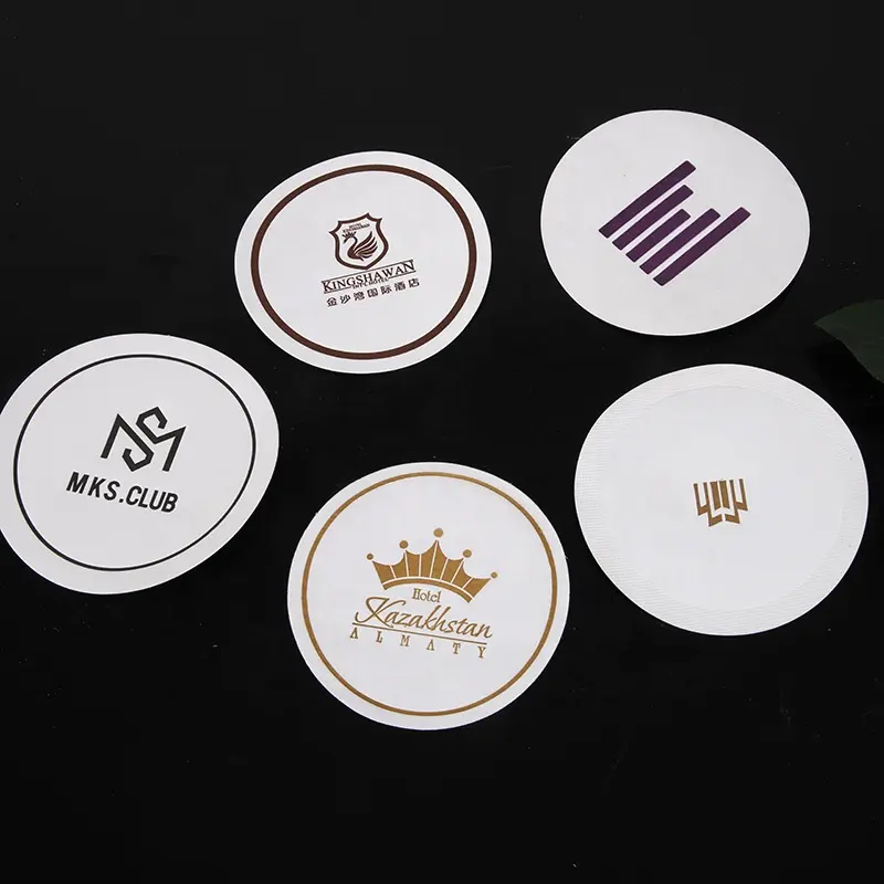 Coaster Kertas Sekali Pakai Kustom Murah Kopi Minuman Kertas Coaster Bar Bir Coaster Cetak Logo Desain