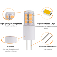 Bombilla LED G4 de araña, 2W, 250LM, equivalente a halógeno de 20W, el más nuevo estándar ERP EMC, Clase E Energy, sin parpadeo