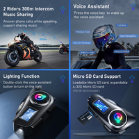 Casque de moto Q58 MAX avec intercom, batterie 1000mAh, étanche, réduction du bruit, écouteurs BT 5.3 avec écran LED et fonction FM