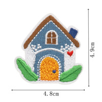 Patchs brodés thermocollants mignons sur le thème des contes de fées, petite maison de campagne avec motif floral, patch DIY pour vêtements d'enfants et sacs à dos