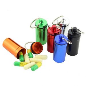 Vente en gros de boîtes à pilules en alliage d'aluminium multicolores, boîte à pilules portable en métal avec porte-clés - Product Image 3