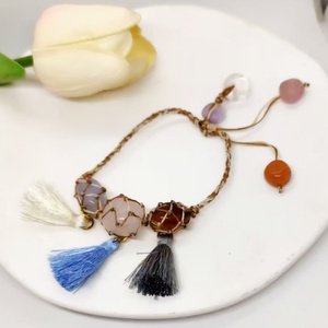 Pulsera <span class=keywords><strong>Tejida</strong></span> de Moda para Mujer 2026 con Diseño de Borlas, <span class=keywords><strong>Tobillera</strong></span> <span class=keywords><strong>Tejida</strong></span> con Piedras Naturales - Product Image 4