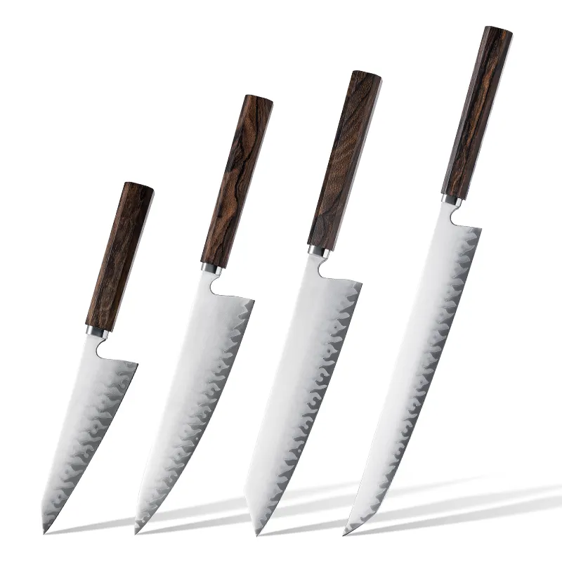 Ensembles de couteaux de chef de cuisine en acier inoxydable à haute teneur en carbone de qualité supérieure faits à la main à 5 couches