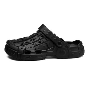 Men's <b>Clogs</b> Thick Soled Non Slip Buckle Closure Casual Beach Shoes Sand Gray Black Solid Color - Product Image 5