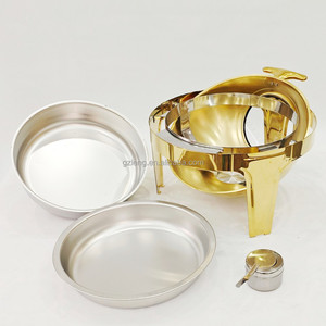 Nuovo Arrivo Scaldavivande Commerciale a Gas da 6L in Acciaio Inossidabile Dorato per Catering e Buffet, con Inserto in Vetro per Ristoranti - Product Image 5