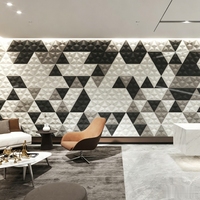 Panneau mural insonorisant concave-convexe carré ignifuge haute densité en fibre de polyester tridimensionnelle pour salon