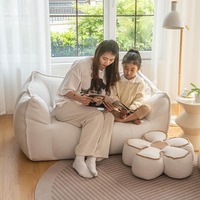Moderner Sitzsack-Sessel aus Teddy-Samtstoff, zerlegbar, im Tatami-Stil, doppelter Lazy-Sofa mit Schwammfüllung zum Schlafen