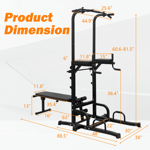 Torre de Ejercicios con Banco para Gimnasio en Casa u Oficina, Barra de Dominadas Ajustable, Equipo de Entrenamiento Multifuncional - Product Image 2