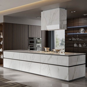 Meuble de cuisine de luxe 2026, design modulaire, placage bois, meuble de cuisine moderne avec système de tirage vers le bas - Product Image 2