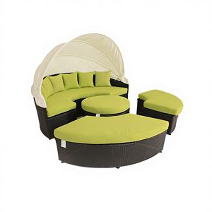 Divano Letto da Esterno Moderno in Rattan PE con Tettuccio Rimovibile, Seduta Confortevole Multi-persona, <span class=keywords><strong>Design</strong></span> Moderno e Semplice per Uso Alberghiero - Product Image 1