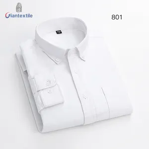 RTS थोक कस्टम पुरुषों की शर्ट 100% बीसीआई कपास ऑक्सफोर्ड 17 रंग विकल्प स्टैंड-अप कॉलर लंबी आस्तीन आकस्मिक शर्ट के लिए पुरुषों