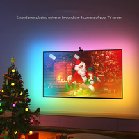 Rétroéclairage LED RGBIC WIFI pour TV, contrôle par application avec caméra, synchronisation musicale multicolore, bande lumineuse LED pour TV de 55 à 85 pouces, bande lumineuse LED pour PC
