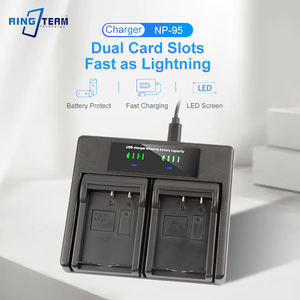 Ringteam เครื่องชาร์จคู่ NP-95พร้อมที่ชาร์จแบตเตอรี่ NP95ไฟ LCD สำหรับ X100S <span class=keywords><strong>X100</strong></span> XF10<span class=keywords><strong>ฟูจิ</strong></span> X100T X70 X30 X-S1กล้อง XF10 - Product Image 2