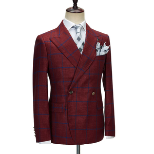 Luxus Check Plaid Männer Anzüge Hochzeit Bräutigam Smoking Peaked Revers Business Party Kostüm Homme Jacke Hosen 2 Stück Set - Product Image 5