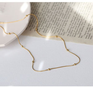 Collar Clásico Simple Básico de Cadena, Acero Inoxidable con Baño de Oro de 18k, No se Desvanece, Joyería Minimalista de Cadena Espiga/Serpiente - Product Image 5