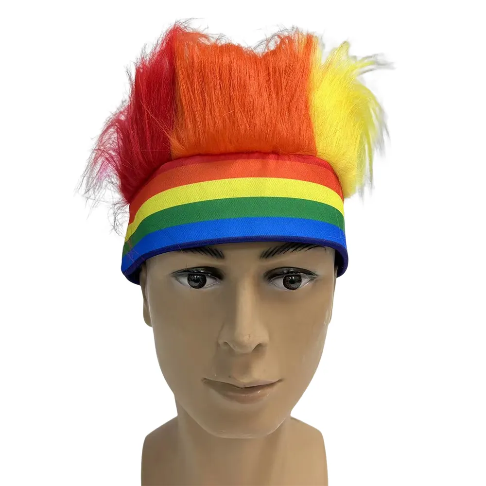 Feiern Sie Pride Day Parade Regenbogen Stirnband Perücke Werbeartikel Benutzer definierte gedruckte Promo Bunte Produkte