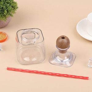 375ML Reusable Empty Liquor <strong>Drink</strong> <strong>Bottles</strong> Mini Clear Tequila <strong>Bottles</strong> Cups Wooden Round Stopper Reusable Cups with <strong>Straw</strong> - Product Image 6