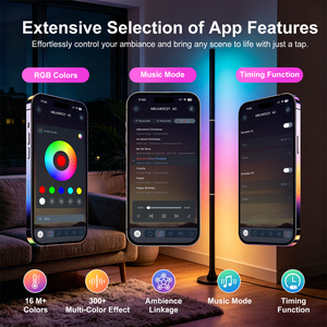 Lámpara de Pie Inteligente Moderna con Control Remoto, Sincronización Musical y 16 Millones de Colores DIY <span class=keywords><strong>RGBIC</strong></span>, Lámpara <span class=keywords><strong>LED</strong></span> para Dormitorio - Product Image 4