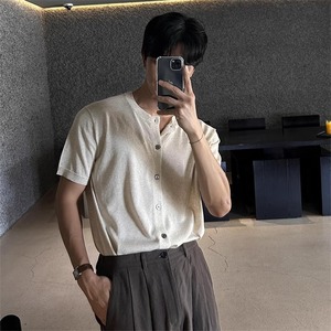 T-shirt estiva da uomo in poliestere sottile a maniche corte, di alta gamma, stile casual e rilassato, in maglia, stile Hong Kong e giapponese - 35 Years C - Product Image 3