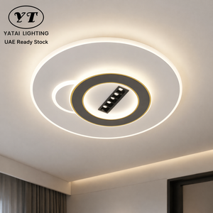 Plafonnier LED rond moderne avec télécommande, variateur d'intensité, tricolore, en acrylique et fer, montage en surface, pour la maison, le salon, la chambre à coucher - Product Image 1