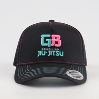 Topi Trucker 5 Panel Katun Bordir 3D Custom Grosir Laris Manis, Logo Patch Tenun, Jaring, Snap Back, Unisex