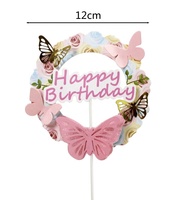 Camilla Nouveauté Décoration de gâteau guirlande papillon, insert décoratif, magnifique et romantique, joyeux anniversaire, toppers de pâtisserie bleu rose 12cm