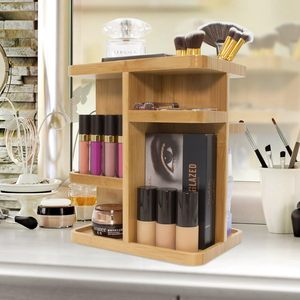 Organizador de Maquillaje Giratorio de Bambú, Almacenamiento para Cuidado de la Piel, Fácil Acceso, Multifuncional, Organizador de Tocador, Almacenamiento para Baño - Product Image 2