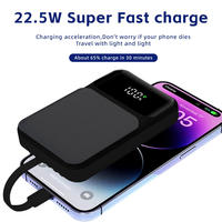 Batterie externe portable haute capacité 10000 mAh, charge rapide 22,5 W, technologie GaN, écran LED, design ultra fin, impression colorée, vente en gros