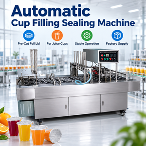 Machine d'emballage automatique de boissons avec couvercle <span class=keywords><strong>en</strong></span> aluminium pré-découpé pour le remplissage et le scellage de gobelets de jus pour contenants <span class=keywords><strong>en</strong></span> plastique - Product Image 1