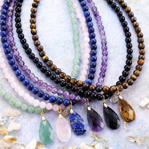 Collier pendentif goutte d'améthyste pour femme, en pierre naturelle, ras-de-cou, pour usage quotidien, bijoux raffinés, origine Yiwu - Product Image 5