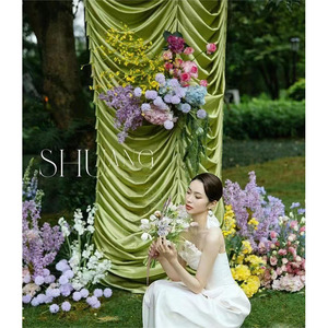 热卖3 * 3m奢华波浪褶边冰丝生日派对婚礼舞台装饰背景窗帘 - Product Image 5