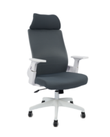 Chaise de bureau professionnelle à dossier haut en tissu, pivotante, avec appui-tête et accoudoirs confortables pour une assise confortable toute la journée