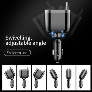 Nhà Máy Giá 4 Trong 1 Có Thể Thu Vào Xe Sạc Điện Thoại Di Động 2 USB Một Loại C Cổng Lisen Có Thể Thu Vào Xe Sạc 4 Trong 1 Iphone - Product Image 5