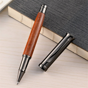 Bolígrafo de Metal y Madera de Lujo, Color Negro Metálico, con Logotipo Personalizado de Alta Calidad, Tinta Azul de 0.5 mm, <span class=keywords><strong>para</strong></span> Oficina y Escuela, Madera de Palisandro y Sándalo - Product Image 4