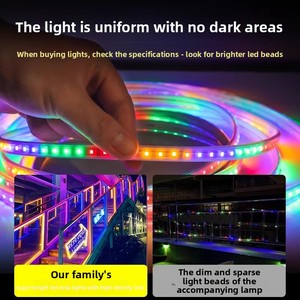 Bande lumineuse <span class=keywords><strong>LED</strong></span> <span class=keywords><strong>solaire</strong></span> étanche pour <span class=keywords><strong>extérieur</strong></span>, pour la décoration de cour, éclairage architectural paysager, bande lumineuse COB néon 24V - Product Image 4