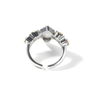 New Hip Hop Ice Out Zirconia Black Panther Ring Geometric Quadrilateral Open Adjustable Ring Alloy Punk <strong>Jewelry</strong> - Product Image 5