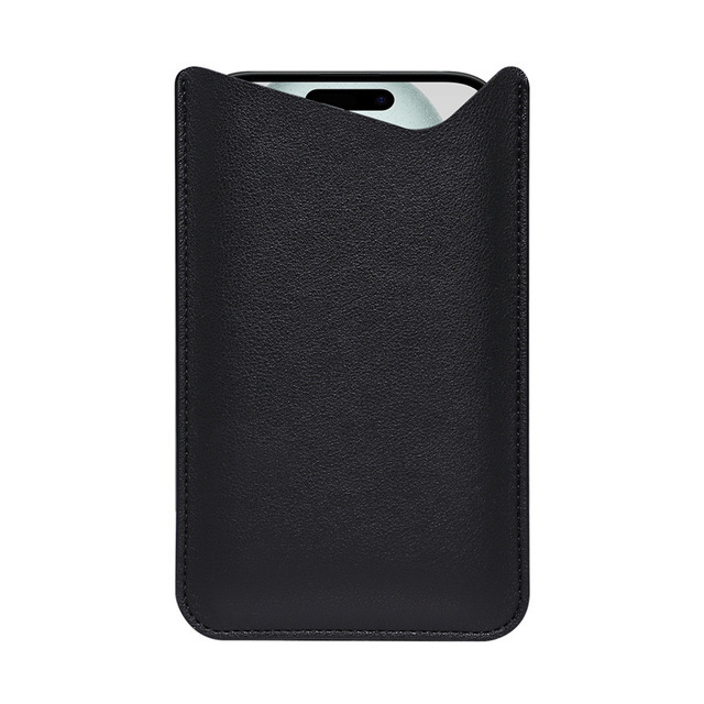 Simple Men's Soft Phone Bag for iPhone 15 Pro Max Business Universal Pouch for 14 Plus Portable Skin Clutch Holster Leather Bag